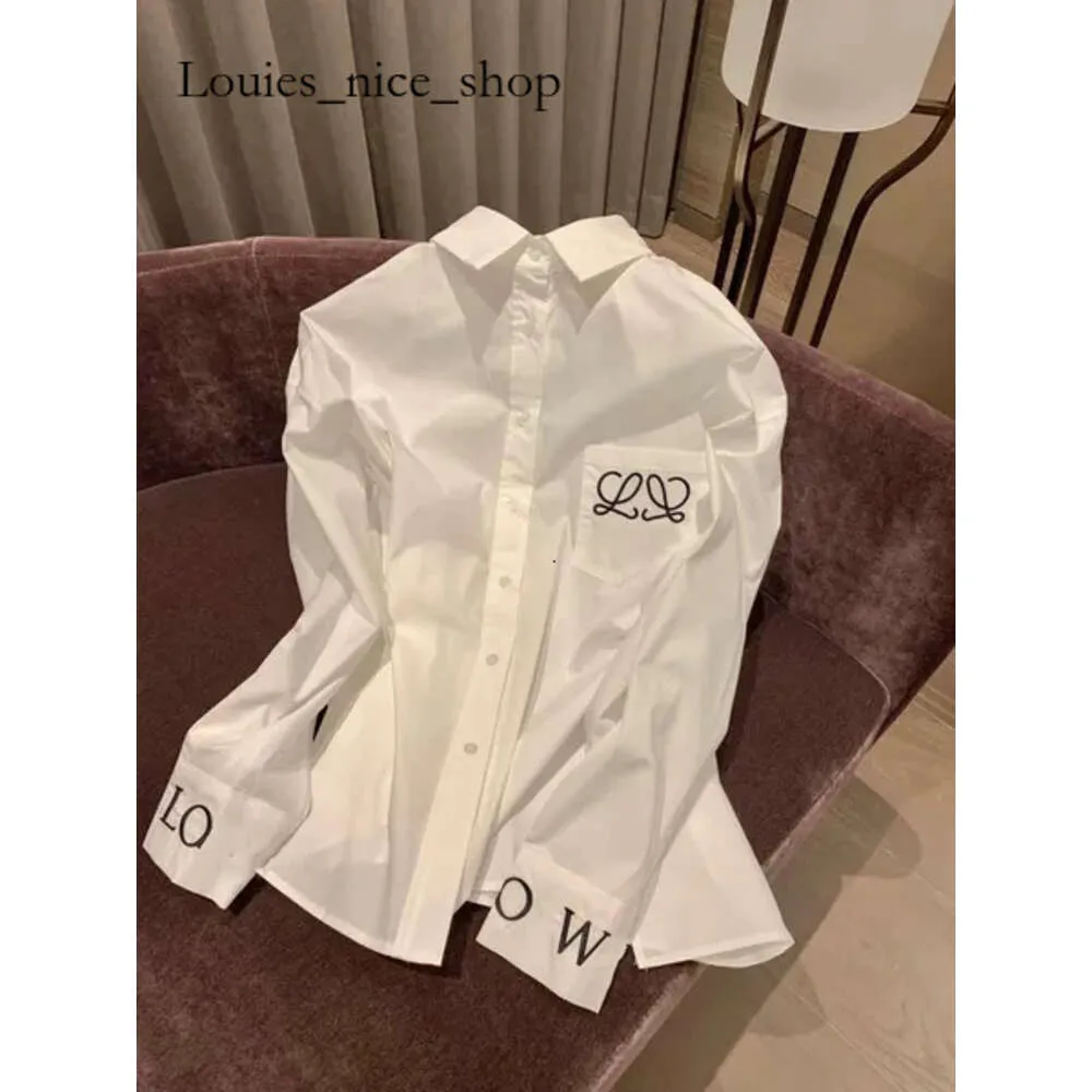 Loeweee Shirt Loewew Lowew Top Top Quality Women Silk Blouses Mens Designer Tshirts with Letters Embroidery Spring Autumn Long Sleeve Tee Shirts Casual Tops 1 482