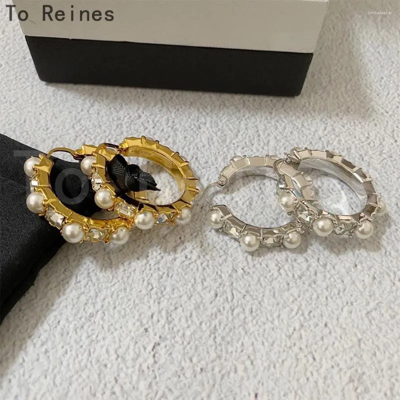 Boucles d'oreilles enveloppées à Reines Crystal de perle plaqué d'or élégant pour femmes filles luxe Eart Vintage Wedding Engagement esthétique Jewerly