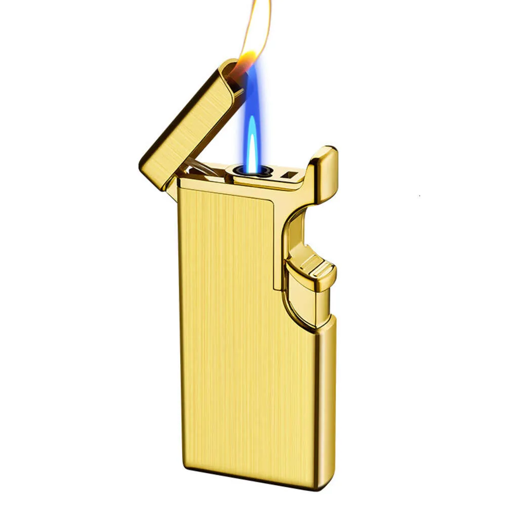 Double Flame Flames Metal Gradient Color Butane Refil Refil Torch Cigarette Clear Earquímetro à prova de vento