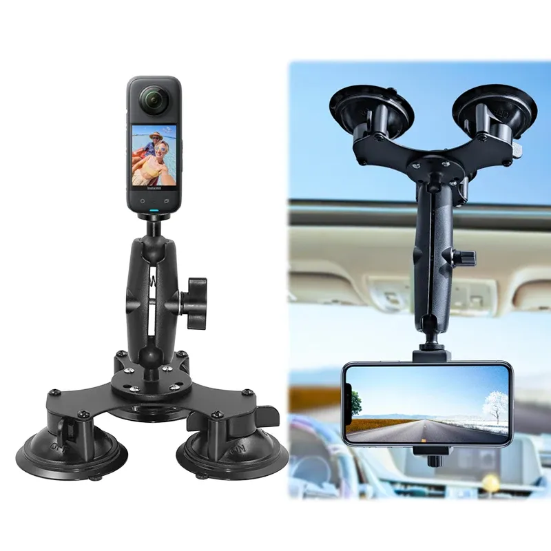 Tillbehör för GoPro Hero 11 10 9 Triangle Sug Cup stötsäker bilstativtelefonfäste för DJI DSLR Insta360 Action Camera Accessories