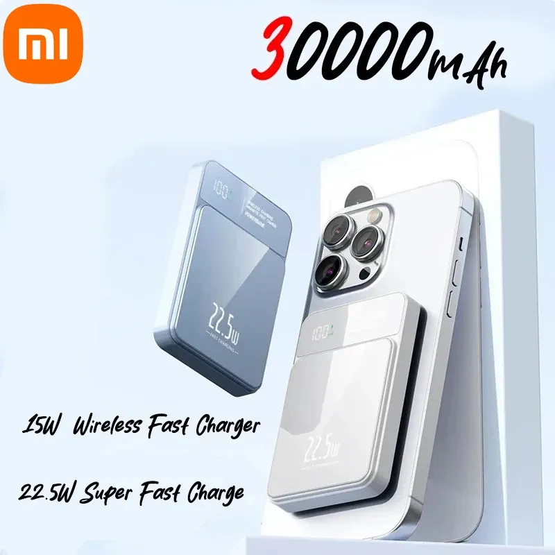 Bank Xiaomi Power Bank 30000 MAH Wireless Magnetic Power Bank Magsafe Super -Fast -Ladung geeignet für iPhone Xiaomi Samsung Huawei geeignet