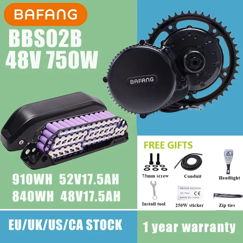 PARTE BAFANG BBS02B 48V 750W Motore BBS02 Mid Drive Motore 8fun Kit di conversione per bici elettrica Motore 48V17,5 AH Kit batteria al litio