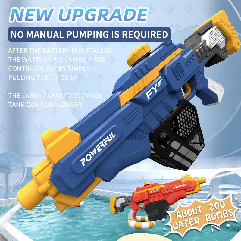 Summer Water Gun Toys Kids Full Automatic Water Absorbable Long Range Shooting Toy Gun Gifts For Children Boys Girls Adults 240422