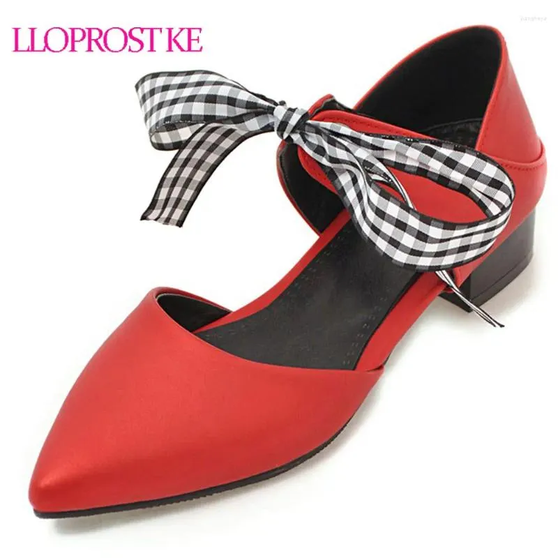 カジュアルシューズlloprost ke Summer Plaid bow women's Sandals Poinded Toe Ladies Low Heel Thick Heels Slides女性My855