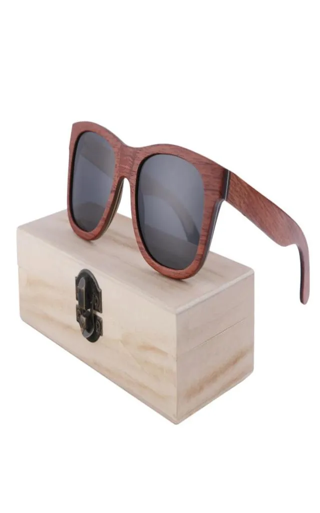 Lunettes de soleil polarisées Femmes Men de skate en couches Skate Cadre en bois Glanges de style carré pour les lunettes de dames avec bambou Box9158201