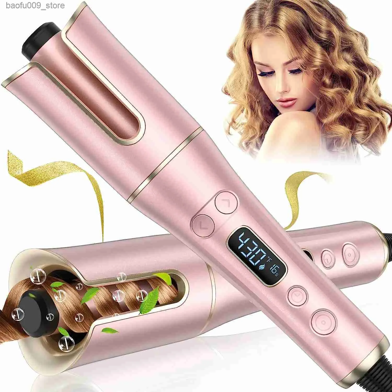 Curling Irons Automatic curling iron bar with 4 temperatures and 3 timers LCD display for curling iron dual voltage hairstyle Q240425