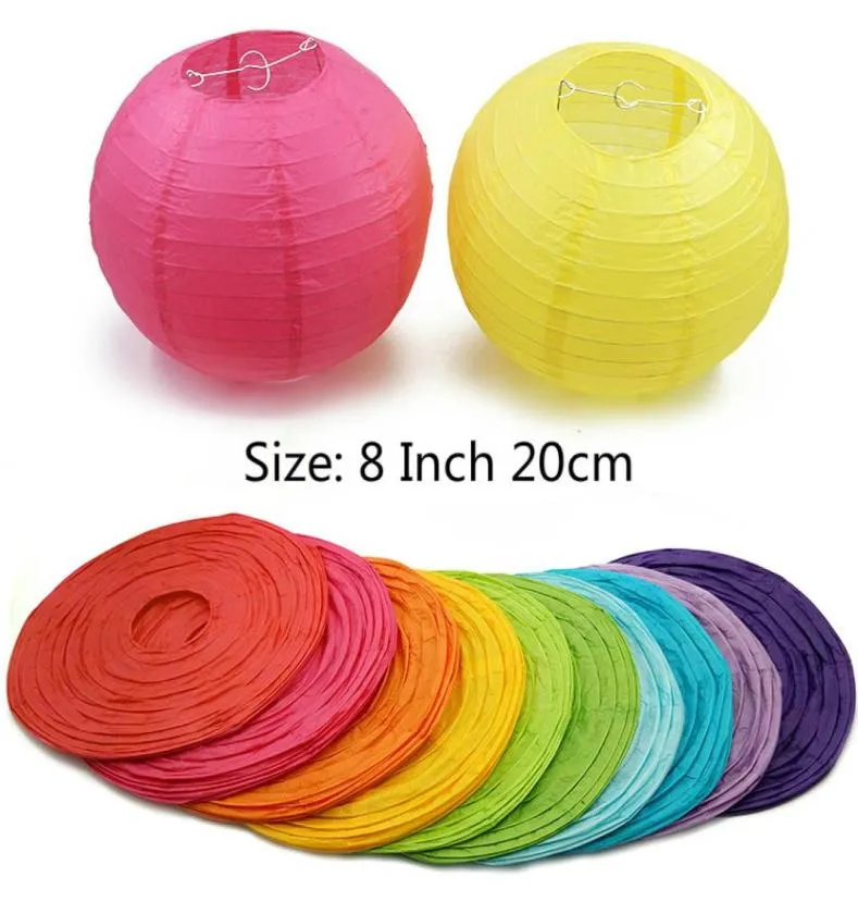 1pc 8 pollici da 20 cm Multicolore cinese Lantern di carta rotonda Ball per feste di matrimonio Lanterne sospese decorazioni per il compleanno Forniture per bambini 63339173