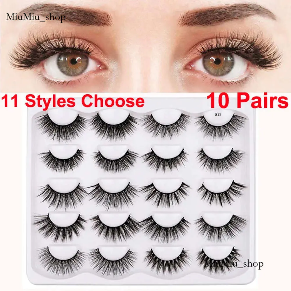 3D Faux naturels Naturels 10 paires fausses cils de vison réutilisables 100% à la main longs dramatiques longs épais volumes moelleux volumes moelleux 11 styles outils de maquillage pour les yeux 186