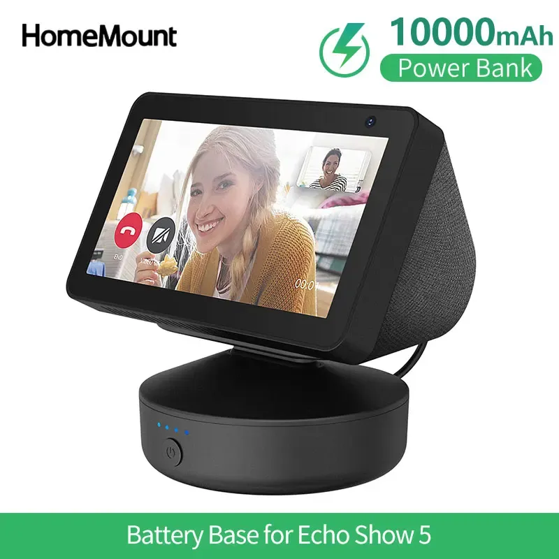 Accessoires Batterijbasis voor Echo Show 5 Smart Display met Alexa 10000MAH Power Bank Verstelbare Mount Stand 16H spelen