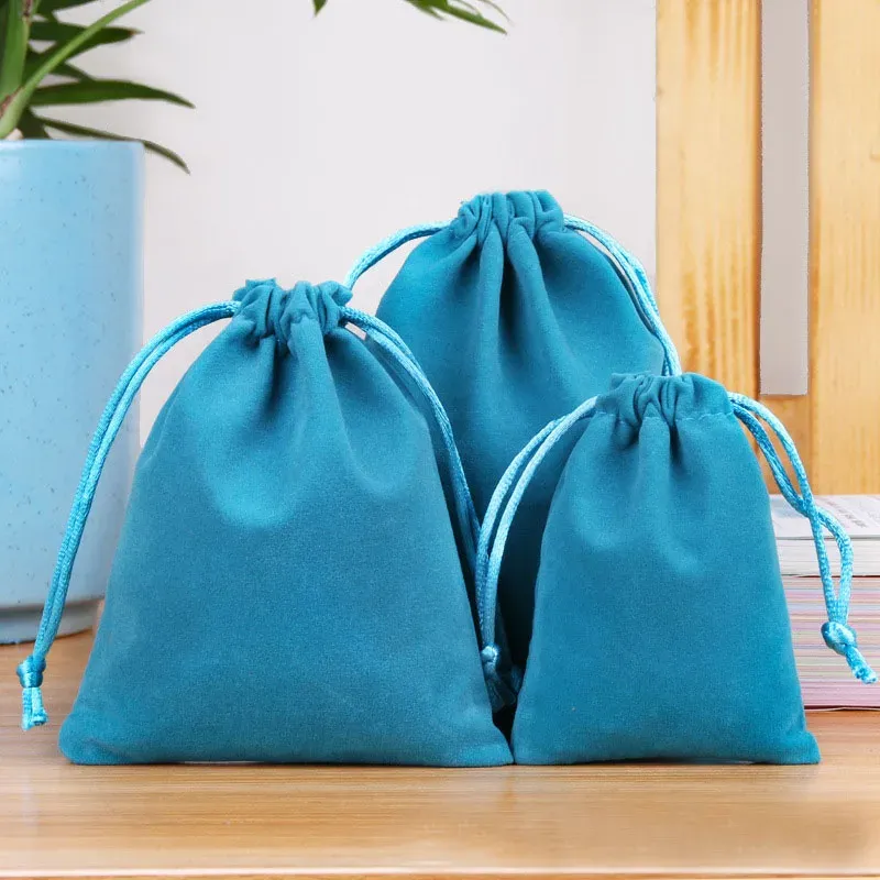 Bags 100pcs/lot Newest 7x9cm Small Drawstring Velvet Bag Earrings Ring Necklace Jewelry Gift Packaging Display Flannel Pouches