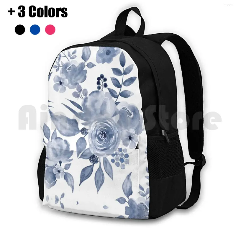 Rugzak Hamptons Style Floral Design Outdoor Wandeling Waterdichte Camping Travel Blue Pattern Navy