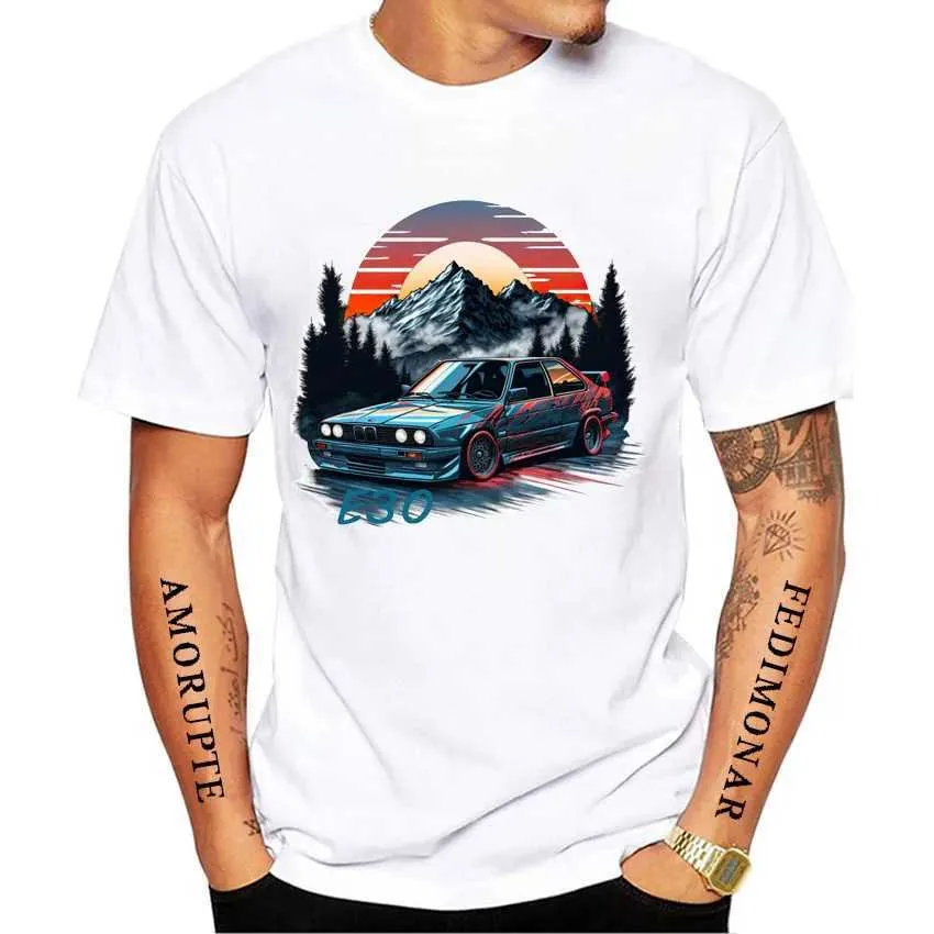 Herr t-shirts Tyskland EUDM E36 M3 tryck T-shirt Nya sommarmän Short Slve Legend Sport Car Design Boy Casual Tops Cool Man TS White T240425