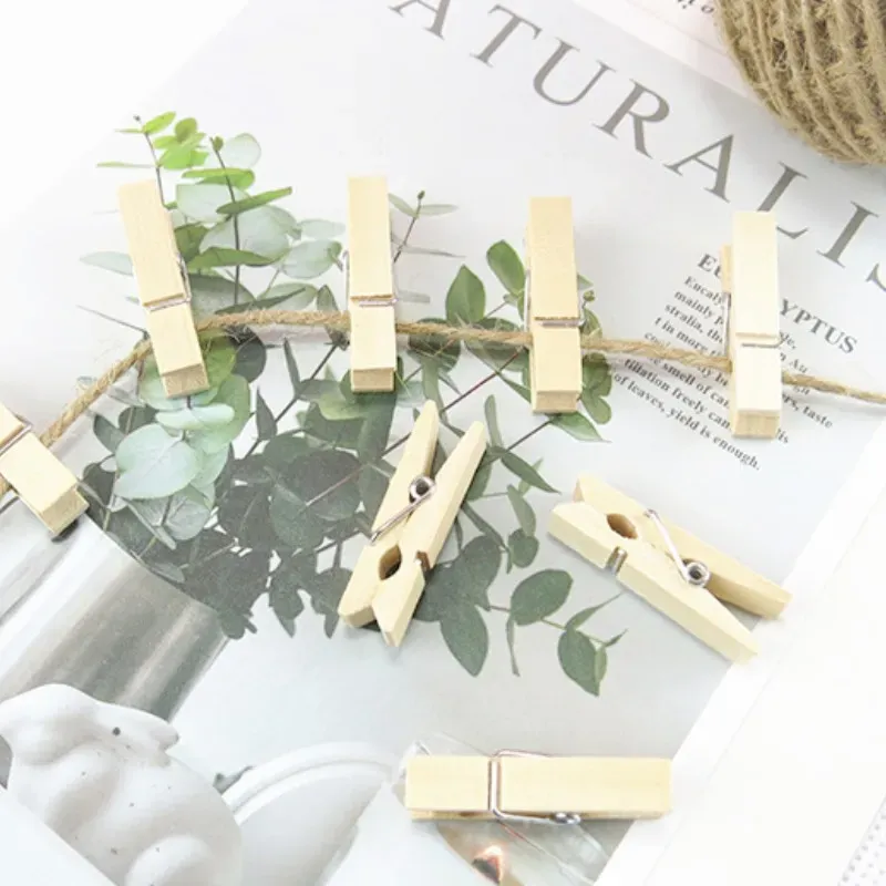 Natural Wooden Clips Photo Clamp Clothespin DIY Wedding Party Craft Decoration Clip Pegs 25/35/45/60/72MM