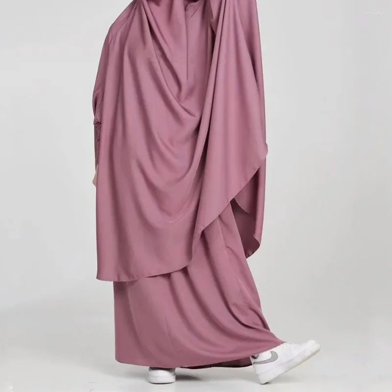 Etnische kleding Eid Hooded Muslim Gebed Gebed Gedelden Vrouwen Abaya Jilbeb hijab Jurk 2 -delige set Ramadan jurk Abayas rok sets islamitische kleding