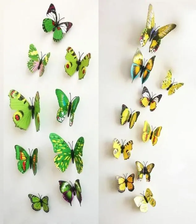 1200 PCSLOT PVC 3D Butterfly Wall Stickers Decals Home Decor Poster för barnrum Lim till väggdekoration Adesivo de Parede3303936