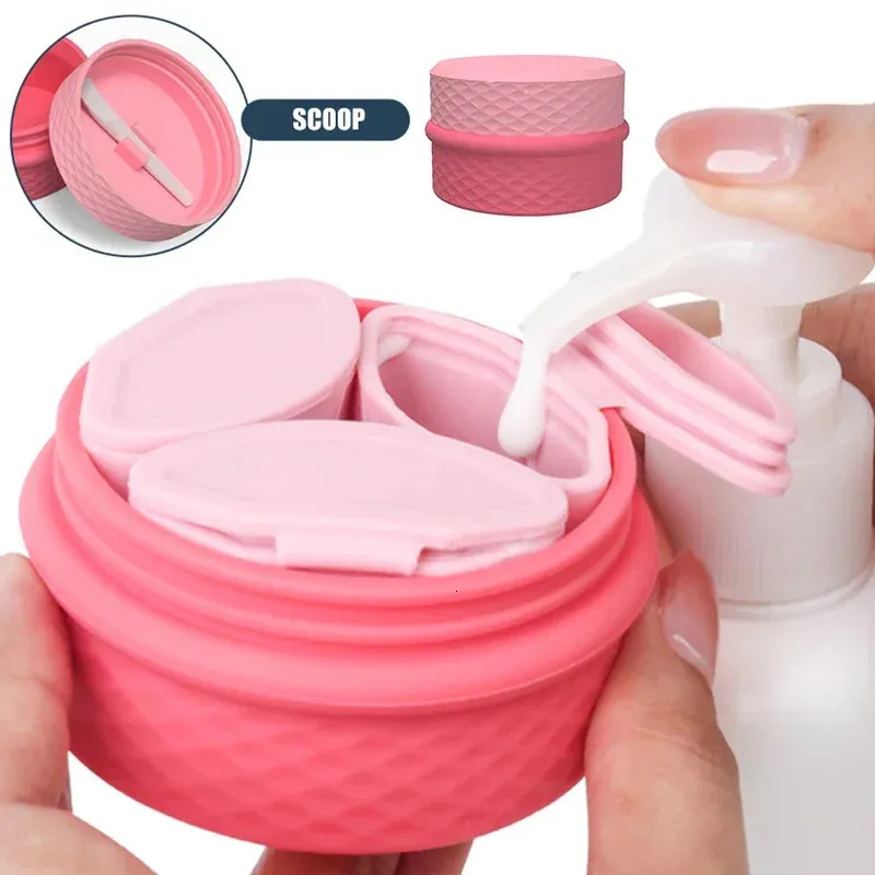 Reis siliconen make -up container set navulbare verzegelde tank met deksel lepel herbruikbare lekbestendig cosmetische verpakkingsdoos dispenser 240416
