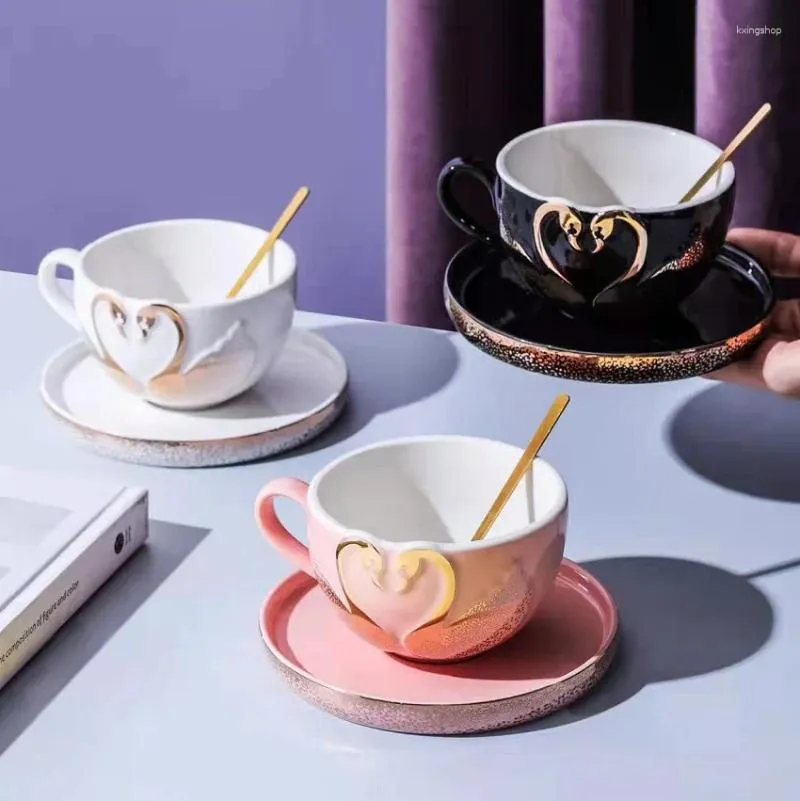Canecas cisne em forma de café xícara de leite nutritivo café da manhã grande capacidade de cerâmica de grande capacidade