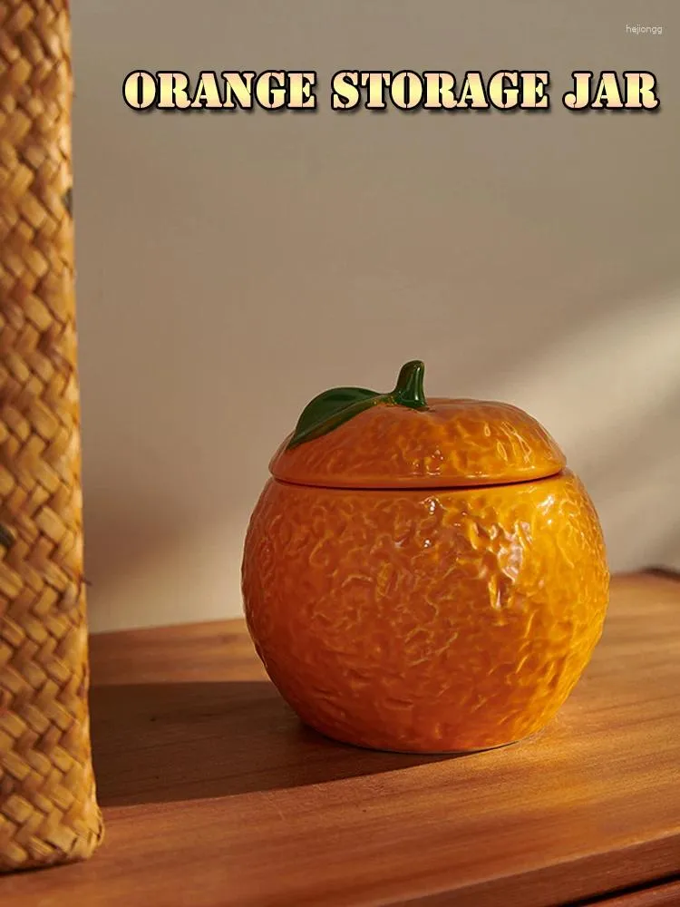 Opslagflessen ahunderjiaz-retro keramische oranje pot creatieve ornamenten decoratie ambachten pography rekwisieten home organisat