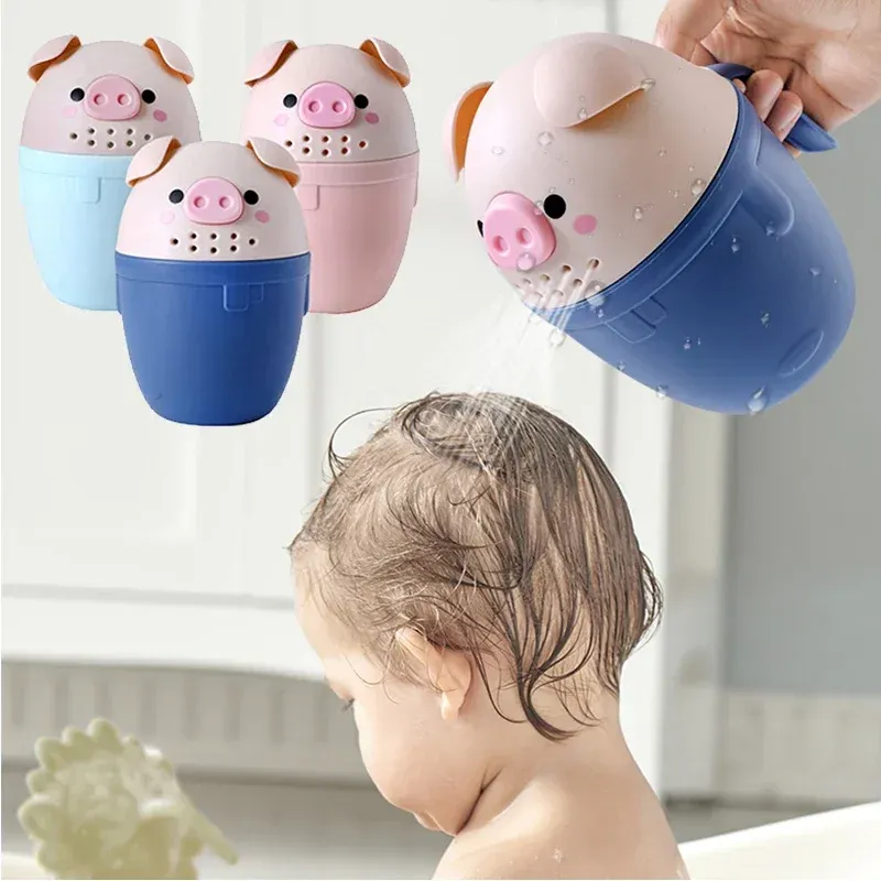 Product Cute Baby Shampoo Rinse Cup Baby Piggy Cartoon Bath Rinser Pail to Wash Hair and Wash Out Shampoo by Protecting Infant Eyes