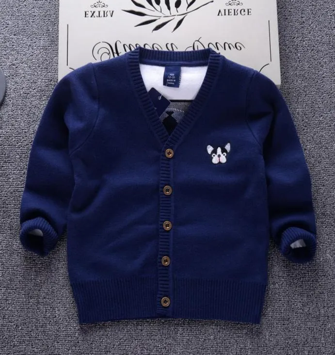 European American Style School Outfits 2018 Cartoon Dog Boys Sweaters Thicken Baby Cardigans Knitkläder Autumn Kids Clothing4284619