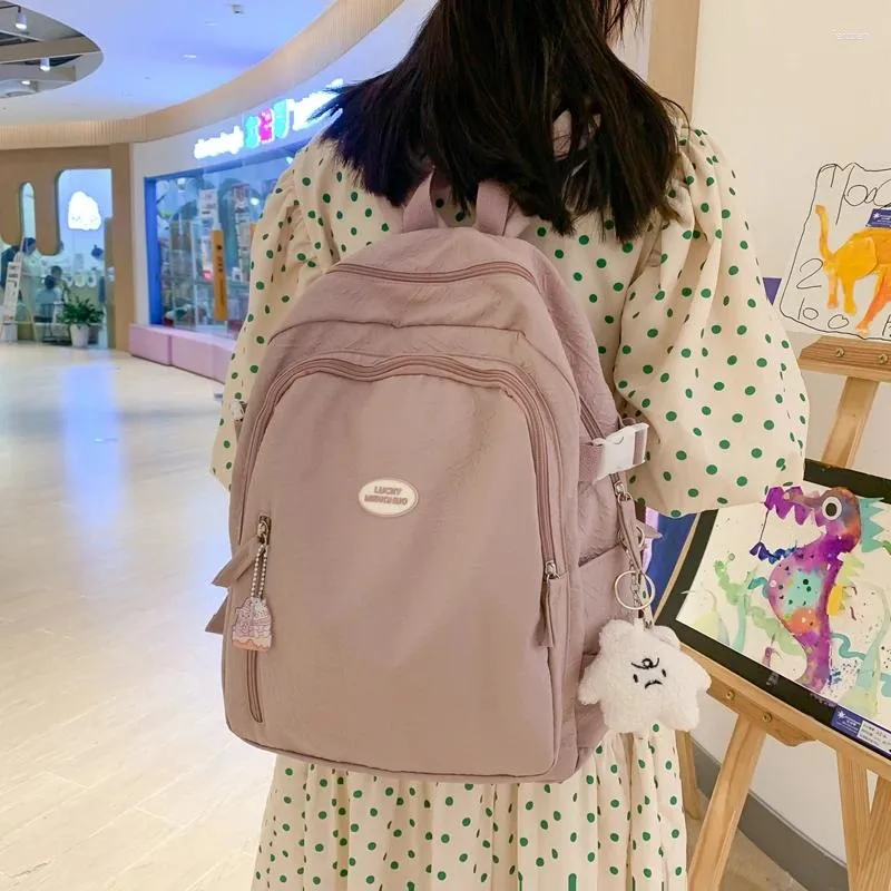 Backpack Girls Girls Shoolbag Moda à prova d'água para adolescentes kawaii bookbag preto viagens mochila saco de laptop feminino