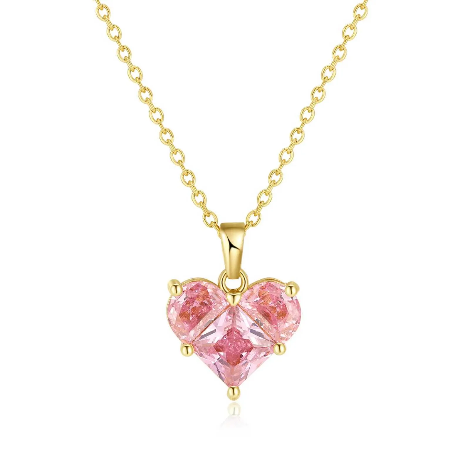 Herz Halskette Mit Rosa Schmuckstein Für Damen Elegant_voghion.com