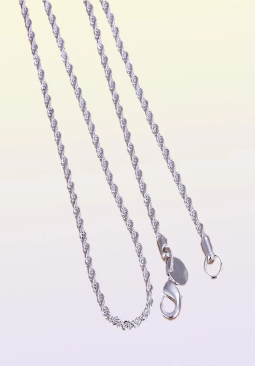 混合16039039 18039039 20039039 22039039 24039039 Women039S 2mm Chains Necklace 925 Sterli2464256