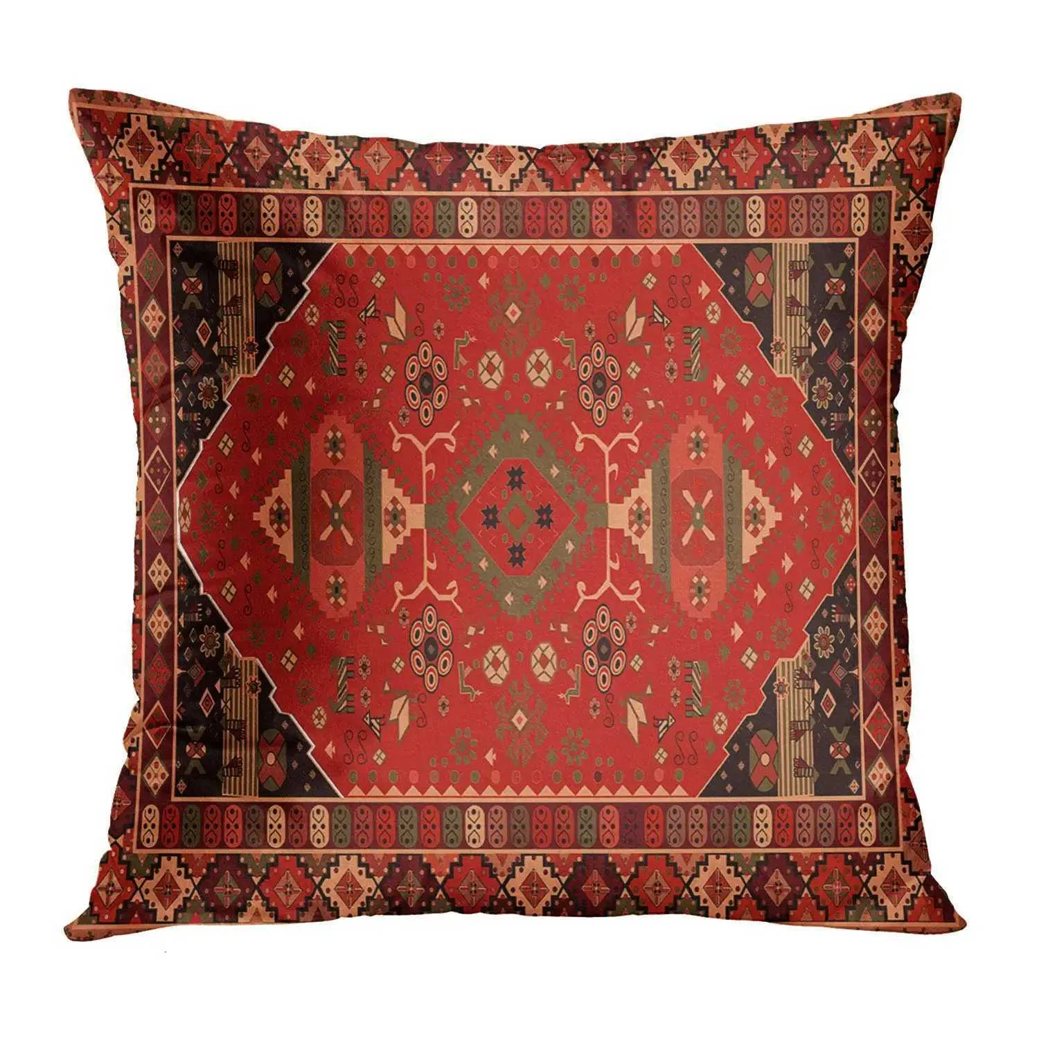 Pillow Case Red marokkanischer ethnischer Stil Kurzer Plüschkoffer Sofa Kissenabdeckung Home Dekoration kann für Sie angepasst werden. 40x40 50 x 50 x 60 T240422