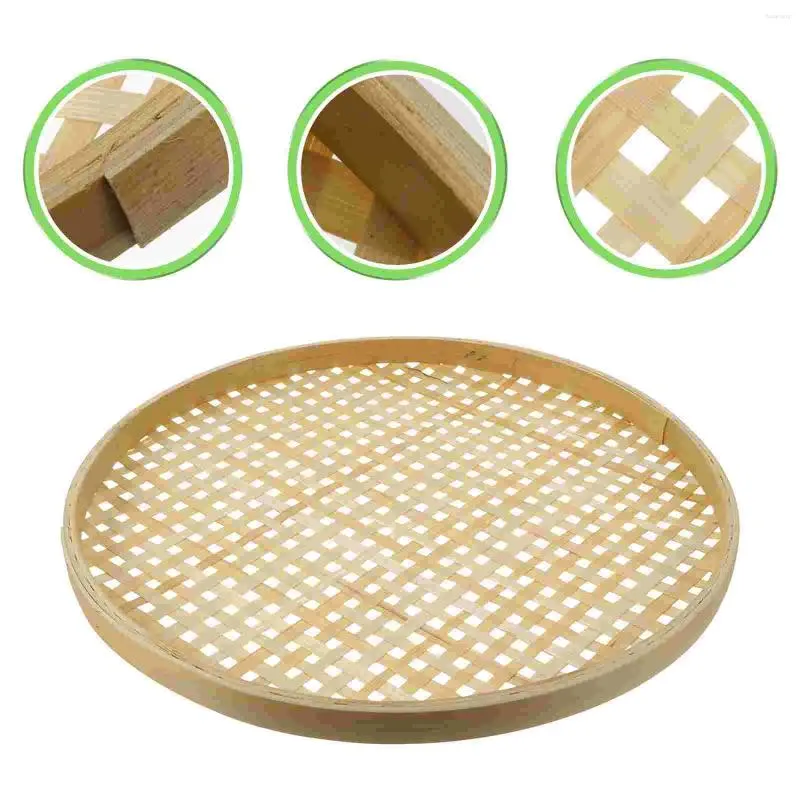 Учебная посуда наборы ручной работы круглой корзины бамбук Sieve Kids Stackable Snack Contains