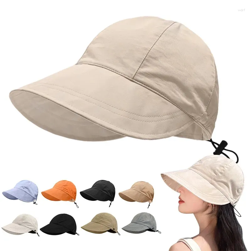 Visors Summer Sun Hat Foldable Wide Brim Women Bucket Girl Lady UV Protection Adjustable Outdoor Beach Panama Caps Cap