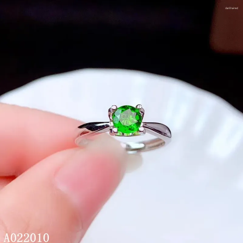 Clusterringe Kjjeaxcmy Fein Schmuck 925 Sterling Silber Natural Edelstein Diopside Fashion Woman's Crystal Ring Support Test Verkauf