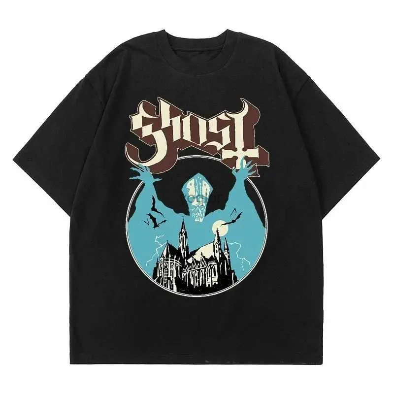 Men's T-Shirts New Ghost Band T-shirt Women Oversize Fashion Cool London Singer Fans ESSE Summer Short Sleeve Print Rock Plain Black TeesL2425