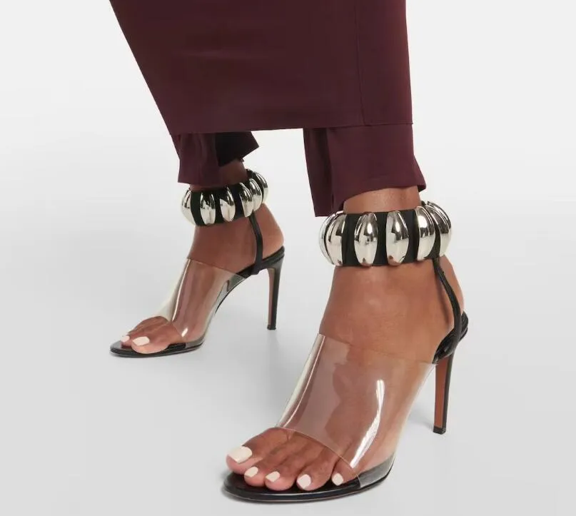 Aquazzura kadın moda yay elbise ayakkabıları için yüksek topuklu sandalet 10cm akşam ayakkabı stiletto topuk ayak bileği kayış tasarımcıları sandal