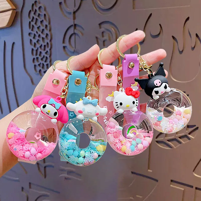 Doll keychain schattig leuke leuke cartoon anime kuromi quicksand sleutelhanger auto sleutel hanger tas accessoires meisje cadeau