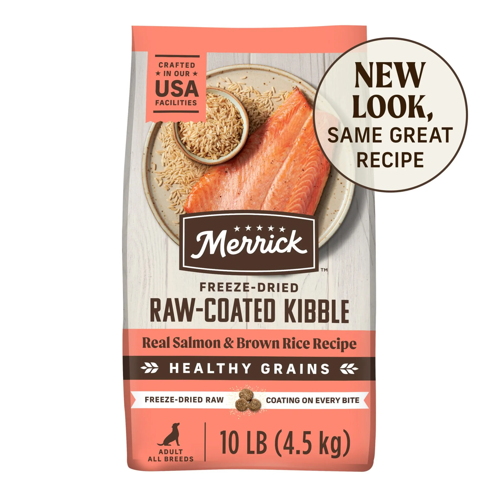 Merrick Raw Coated Kibble Dog Food - Salmon & Brown Rice, High Protein ...