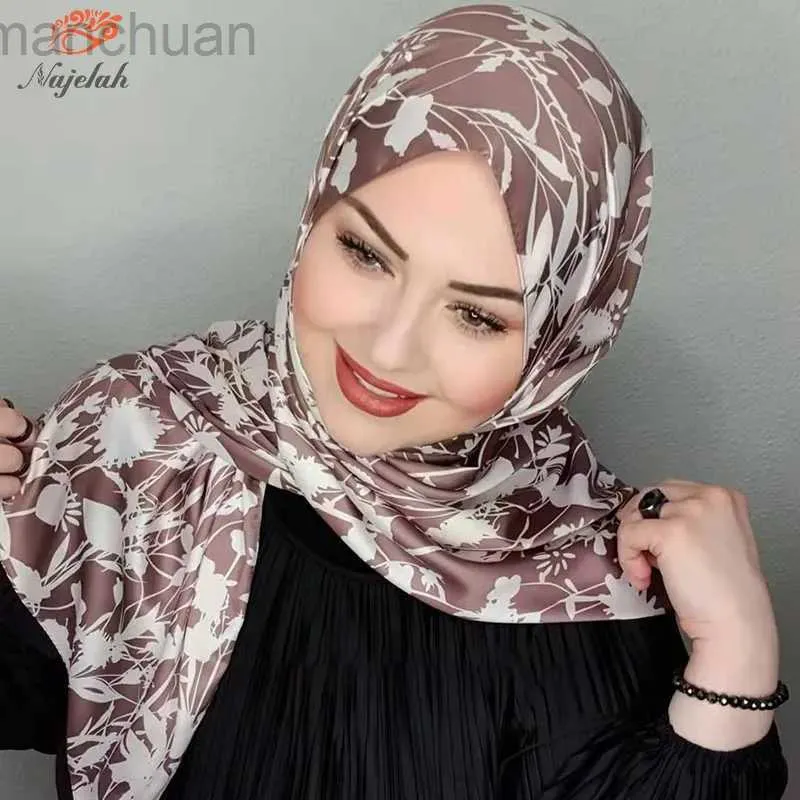 Hijabs muslimska abaya silke hijab abayas hijabs för kvinnlig tröja huvud wrap halsduk islamisk klänning kvinnor turbans omedelbar turban satin sjal d240425