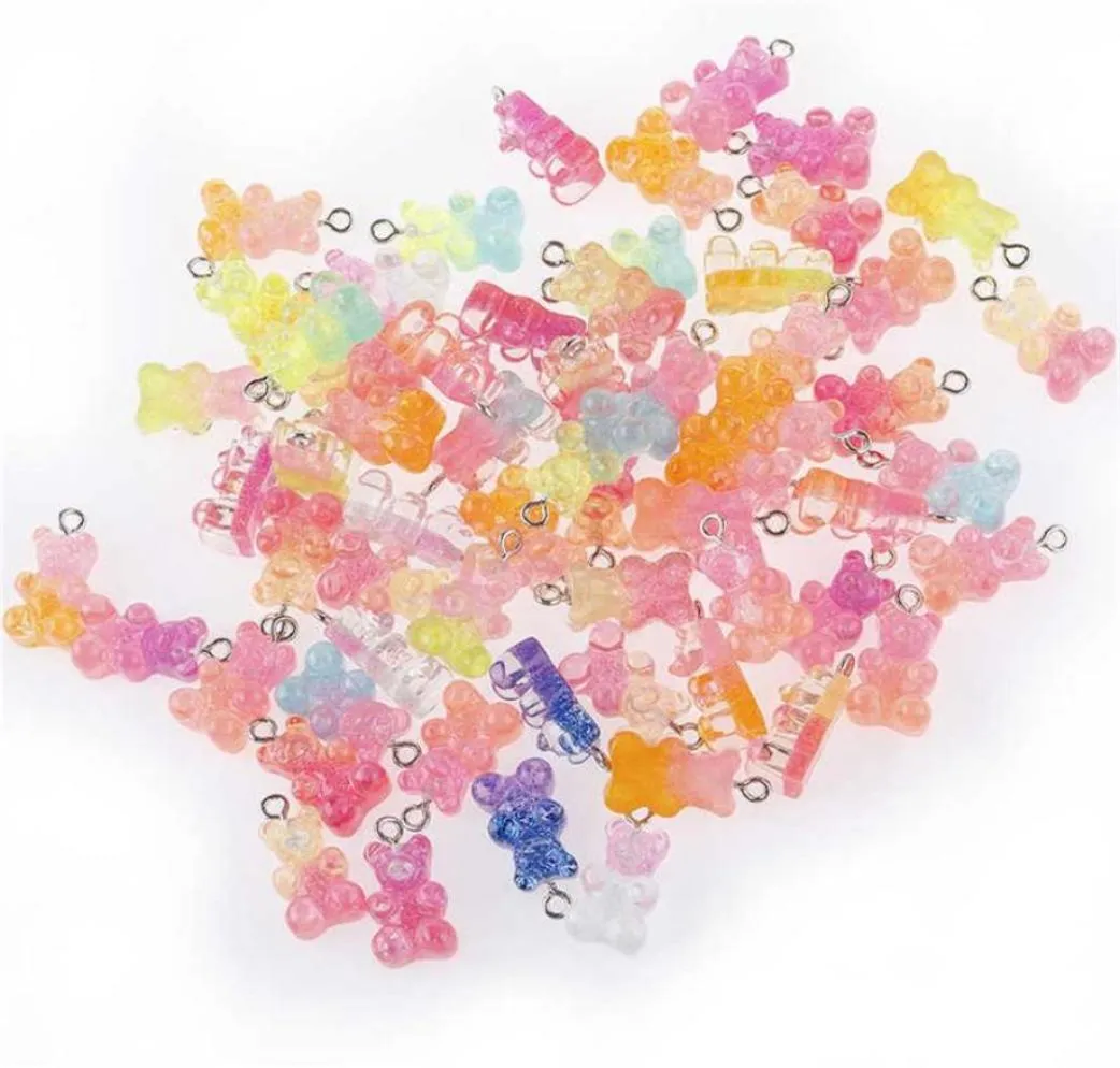 Yeyulin 100 pcs bonbons ours mignon résine charmes de bricolage de bricolage de boucles d'oreilles gomme