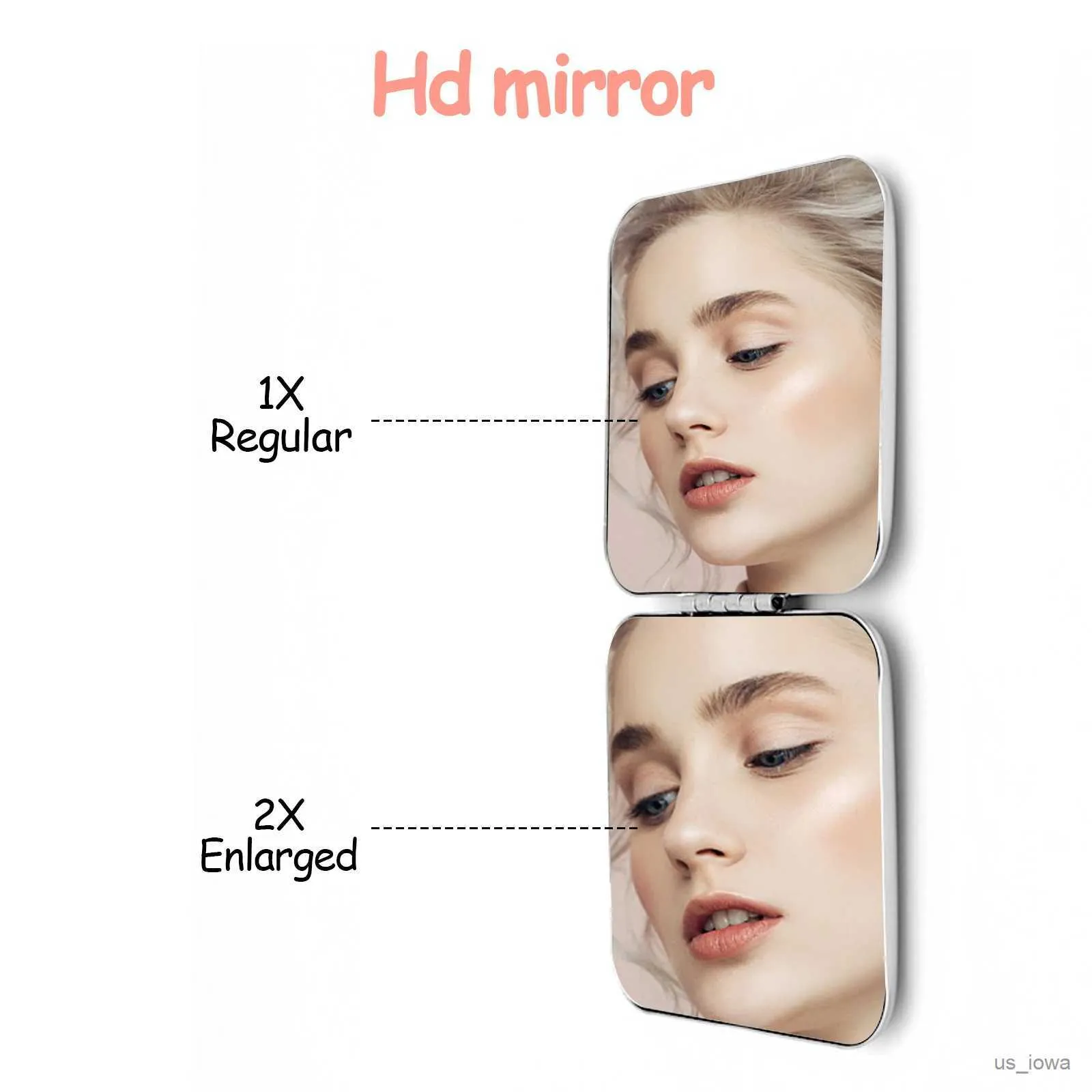 Mirrors Portable Stainless Steel Makeup Mirror Hand Pocket Folded-Side Cosmetic Make Up Mirror Small Square Shapes