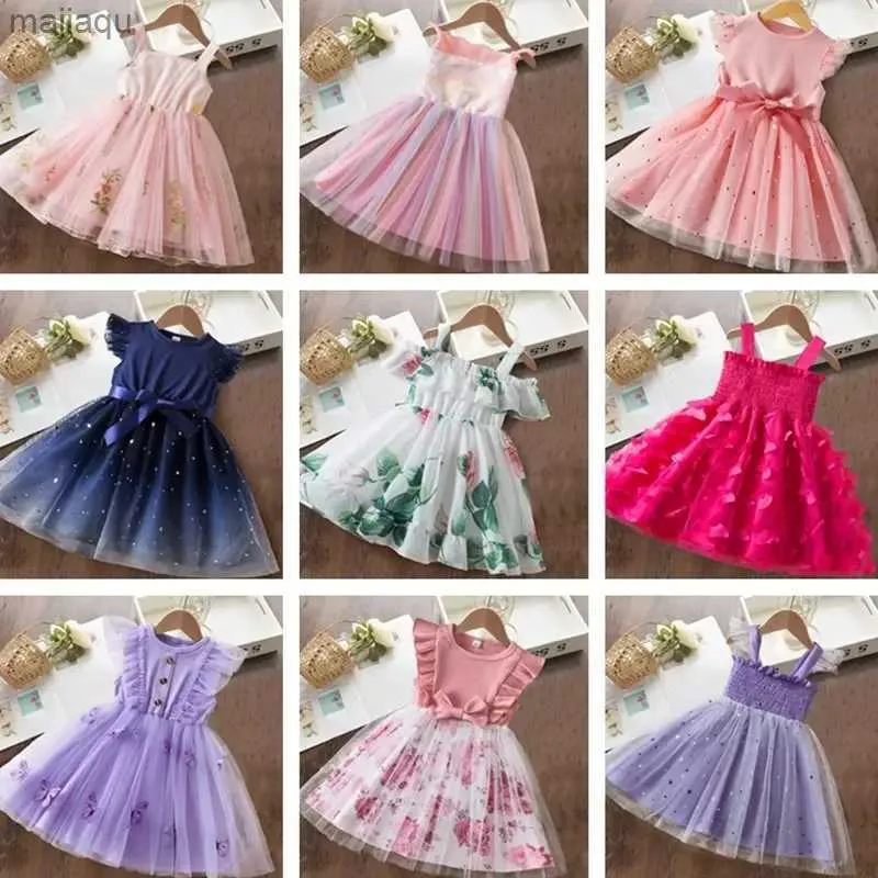 Robes de fille Nouvelle robe d'été pendant 2 à 6 ans bébé fille fille mode princesse d'anniversaire robe de fête de fleur élégante