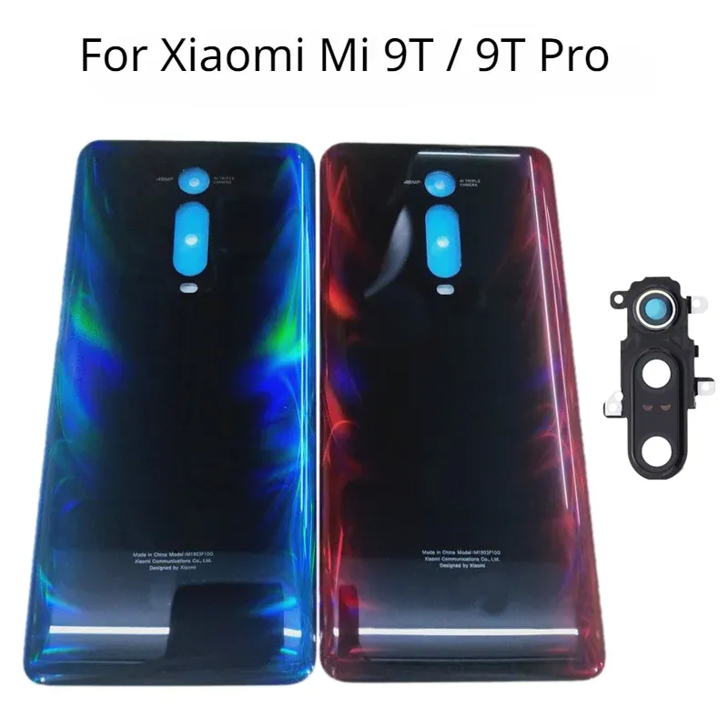 Frames Nouveau verre arrière pour Xiaomi MI 9T MI 9T Pro Batterie Couvre de la batterie Boîtier de porte arrière Remplacement du boîtier arrière avec lentille de la caméra + logo