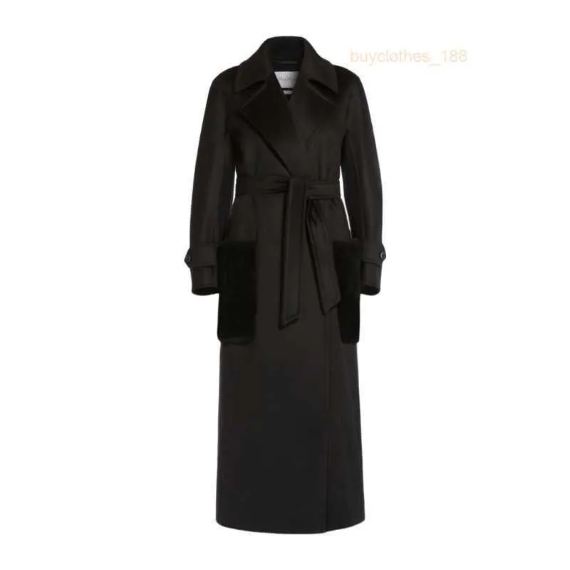 Manteau en manteau de femme en cachemire manteau de luxe maxmaras femme à crouppe noire cachemire