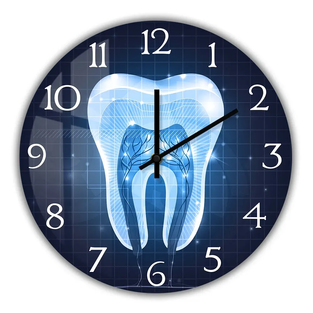 Clocks Tooth Anatomy Art Wall Clock For Dental Clinic Office Dentist Gift Medical Artwork Modern Design Home Decor Clock Wall Watch