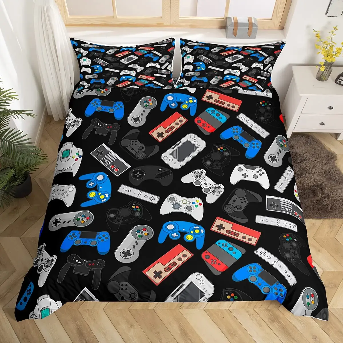 Sets Gamepad Duvet Cover Set Set Microfaser Gamer Player Gaming Joyystick -Tröstercover Queen Size Kids Boys Video Game Twin Beding Set Set