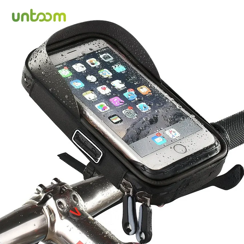 Stands Untoom 6.0 inch Waterproof Bicycle Phone Holder Bike Motorcycle Handlebar Cell Phone Stand Mount for iPhone Samsung Xiaomi Redmi