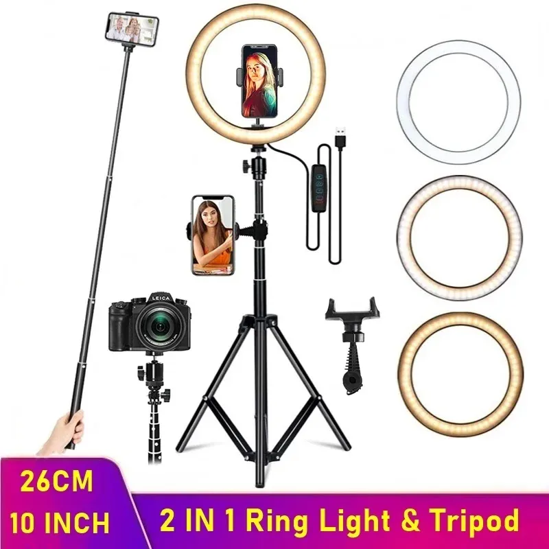 Accessories Dimmable LED Selfie Ring Fill Light Phone Camera Led Ring Lamp With Tripod For Makeup Video Live Aro De Luz Para Hacer Tik Tok