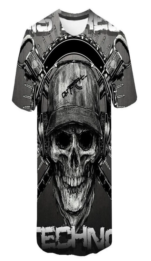 Skull T shirt Men Skeleton Tshirt Punk Rock Tshirt Gun T shirts 3d Print Tshirt Vintage Men Clothing Summer tops Plus Size 6XL3606690