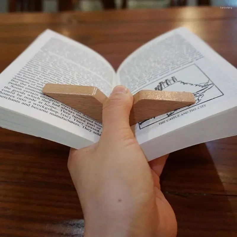 Trä tumbok sidhållare enkel stil läsning extra verktyg bekvämt bokmärke bärbar expander skola brevpapper