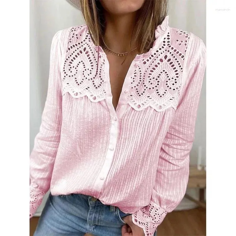 Sexy Solid Lace Hollowed Out Turndown Collar Tops Sexy Solid Lace Hollowed Out Turndown Collar Tops