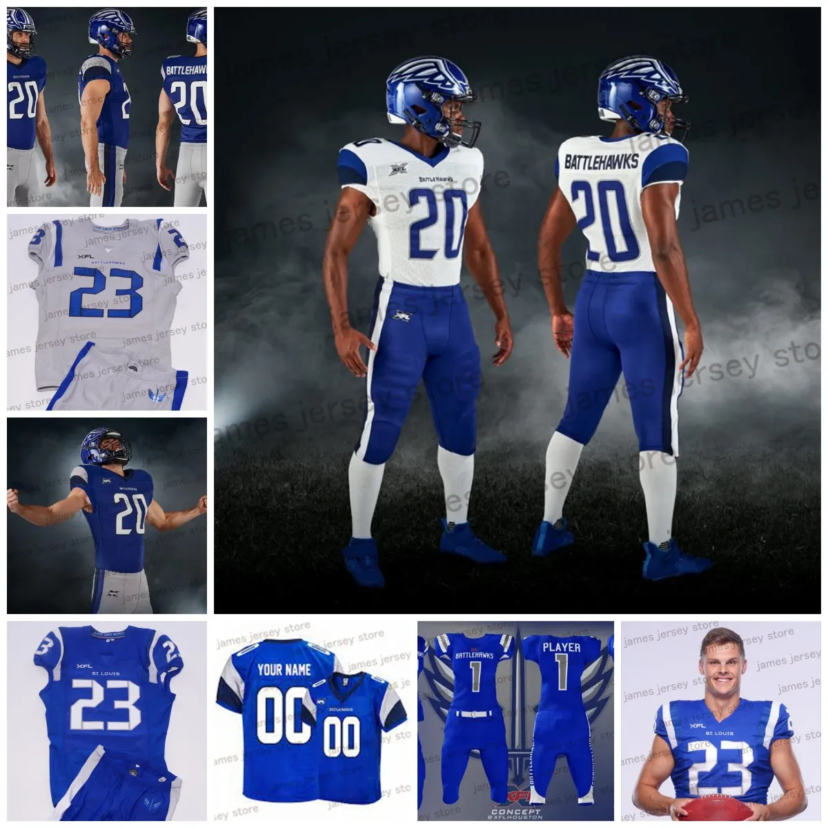 2023 Męskie Custom Battlehawks Football Jerseys Dohnovan West Manny Wilkins Lakiem Williams A.J. McCarron Austin Proehl