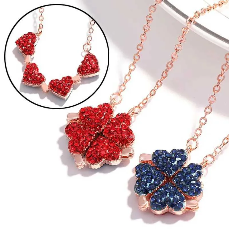 Collane in acciaio inossidabile 316L con ciondolo magnetico per donna, girocollo a forma di cuore, collana aperta con cristalli_voghion.com